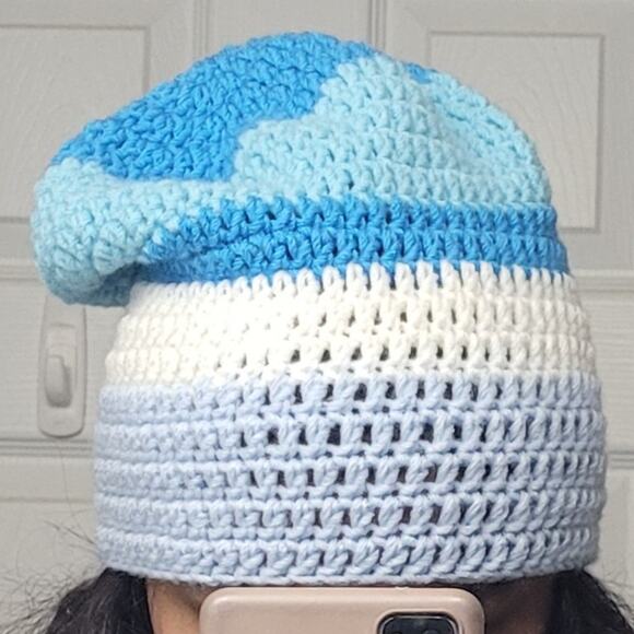 Handmade Crochet Y2k Streetwear Striped Slouchy Beanie - Picture 1 of 1
